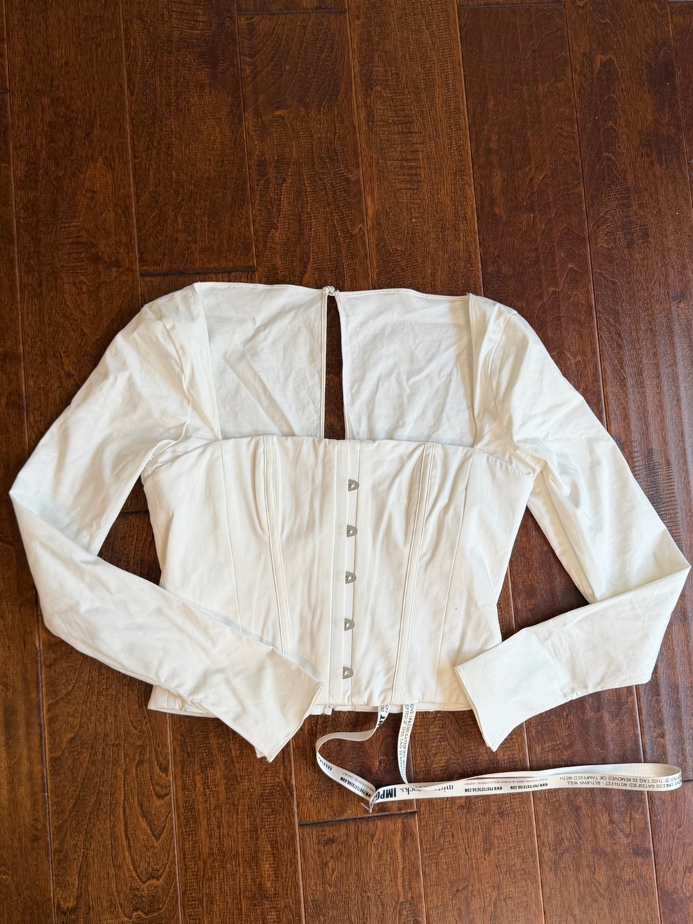 Mistress Rocks White Corset-Style Long Sleeve Top
